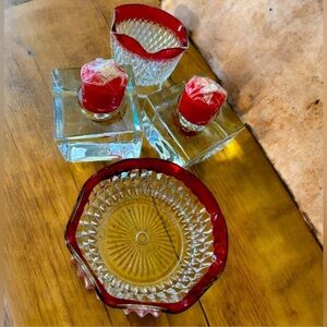 Nybro candle holders Indiana candy dishes
